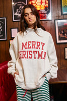 BucketList 'Merry Christmas & Santa's Favorite' Reversible Mock Neck Sweatshirt in Ash Grey