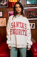 BucketList 'Merry Christmas & Santa's Favorite' Reversible Mock Neck Sweatshirt in Ash Grey