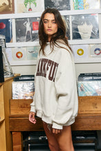 Load image into Gallery viewer, BucketList 'THANKFUL'  Applique Patch Mock-neck Sweatshirt in Cream
