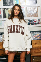 Load image into Gallery viewer, BucketList 'THANKFUL'  Applique Patch Mock-neck Sweatshirt in Cream
