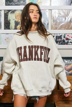 Load image into Gallery viewer, BucketList 'THANKFUL'  Applique Patch Mock-neck Sweatshirt in Cream
