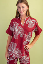Load image into Gallery viewer, GiGio Floral Embroidered Top in Burgundy

