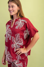 Load image into Gallery viewer, GiGio Floral Embroidered Top in Burgundy
