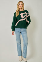 Load image into Gallery viewer, Mystree Rhinestone Ribbon Motif Sweater in Hunter Green
