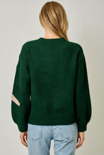 Load image into Gallery viewer, Mystree Rhinestone Ribbon Motif Sweater in Hunter Green
