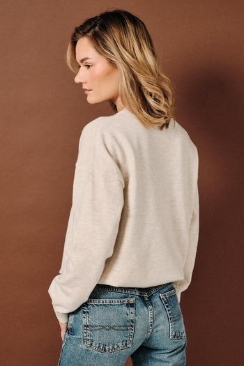 Sunday Edition Poodle Graphic Knit Sweater in Oatmeal