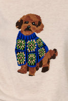 Sunday Edition Poodle Graphic Knit Sweater in Oatmeal