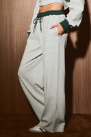 Le Lis Stripe Wide Leg Lounge Pants in Dusty Green Stripe