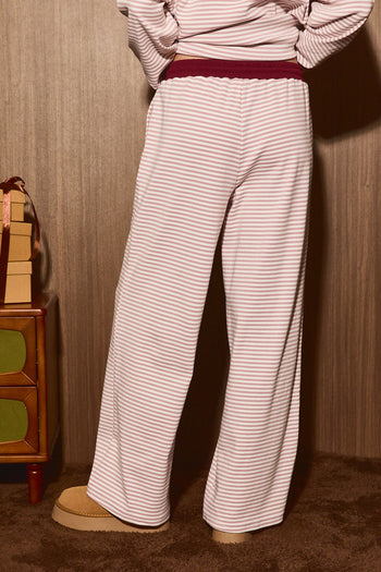 Le Lis Stripe Wide Leg Lounge Pants in Dusty Pink Stripe