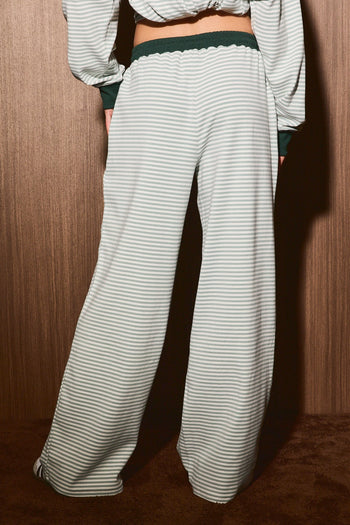 Le Lis Stripe Wide Leg Lounge Pants in Dusty Green Stripe