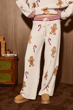 Load image into Gallery viewer, Le Lis Gingerbread Graphic Knit Wide Leg Lounge Pants in Cream-Red
