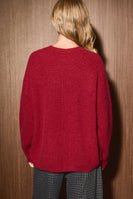 Le Lis Embroidered Christmas Tree Oversized Sweater in Red