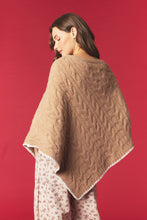 Load image into Gallery viewer, Peach Love Ginger Bread Blanket Stitch Hem Knit Cape in Light Taupe
