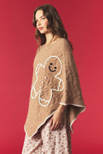 Load image into Gallery viewer, Peach Love Ginger Bread Blanket Stitch Hem Knit Cape in Light Taupe
