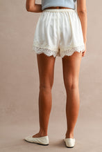Load image into Gallery viewer, MABLE Floral Lace Trim Drawstring Waist Shorts  in Cream
