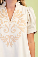 GiGio Faux Suede V-neck Dress in Eggnog