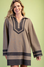 Load image into Gallery viewer, GiGio Color Blocked V-neck Dress in Olive Combo
