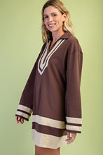 Load image into Gallery viewer, GiGio Color Blocked V-neck Dress in Brown Combo
