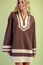 Load image into Gallery viewer, GiGio Color Blocked V-neck Dress in Brown Combo
