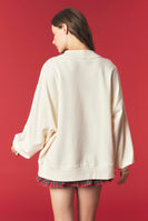 Peach Love Christmas Train Mock Neck Sweatshirt in Ivory