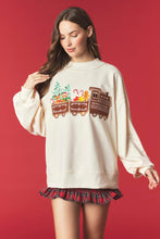 Load image into Gallery viewer, Peach Love Christmas Train Mock Neck Sweatshirt in Ivory
