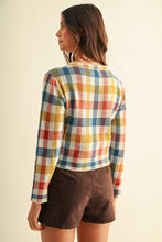 Load image into Gallery viewer, AnnieWear Multicolor Check Jacquard Sweater Cardigan in Rust Multi
