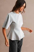 Load image into Gallery viewer, MABLE Flared Peplum Hem Top in Heather Grey
