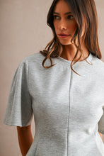 Load image into Gallery viewer, MABLE Flared Peplum Hem Top in Heather Grey
