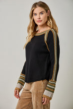 Load image into Gallery viewer, Mystree Raglan Sleeve Sweater Top in Black
