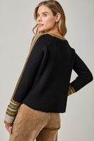 Mystree Raglan Sleeve Sweater Top in Black