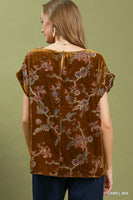 Umgee Mix Floral Velvet Boxy Top in Camel Mix