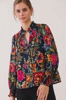 Oddi Vintage Floral Printed Blouse in Navy Multi