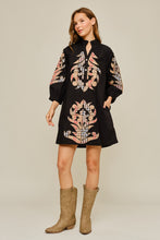 Load image into Gallery viewer, Jodifl Check Pattern Baroque Applique Dress in Black
