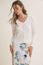 Load image into Gallery viewer, In February Pointelle Pearl Button Cardigan in Pearled Ivory
