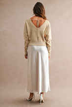 Load image into Gallery viewer, MABLE V Neck Sweater Top And Satin Midi Dress Set in Light Taupe
