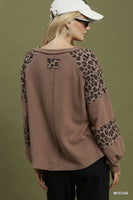 Umgee Leopard Mix Thermal Top in Mocha