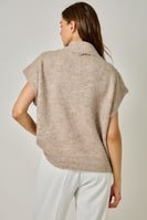 Mystree Sequin Turtleneck Sweater Top in Stone