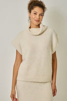 Mystree Sequin Turtleneck Sweater Top in Ivory