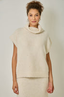 Mystree Sequin Turtleneck Sweater Top in Ivory
