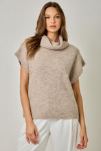 Load image into Gallery viewer, Mystree Sequin Turtleneck Sweater Top in Stone
