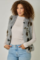 Mystree Animal Faux Fur Vest in Cloudy Blue