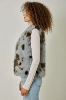Mystree Animal Faux Fur Vest in Cloudy Blue