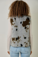 Mystree Animal Faux Fur Vest in Cloudy Blue
