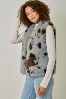 Mystree Animal Faux Fur Vest in Cloudy Blue
