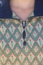 Load image into Gallery viewer, VOY Mixed Pattern Quarter-Zip Top in Navy
