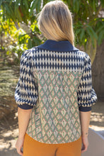 Load image into Gallery viewer, VOY Mixed Pattern Quarter-Zip Top in Navy
