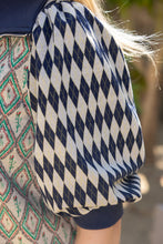 Load image into Gallery viewer, VOY Mixed Pattern Quarter-Zip Top in Navy
