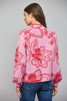 FATE Floral Jacquard Knit Mock Neck Sweater in Pink