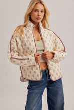 Load image into Gallery viewer, Hem &amp; Thread Floral Quilted Puffer Jacket in Ecru
