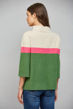 Load image into Gallery viewer, FATE Color-Block Mock Neck Sweater in Beige Hot Pink Green
